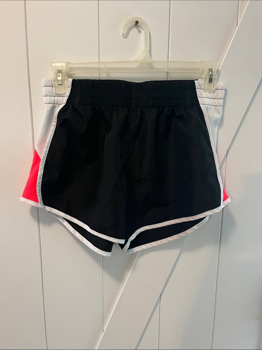 Zone Pro Black Athletic Shorts with White Trim and Pink Panels